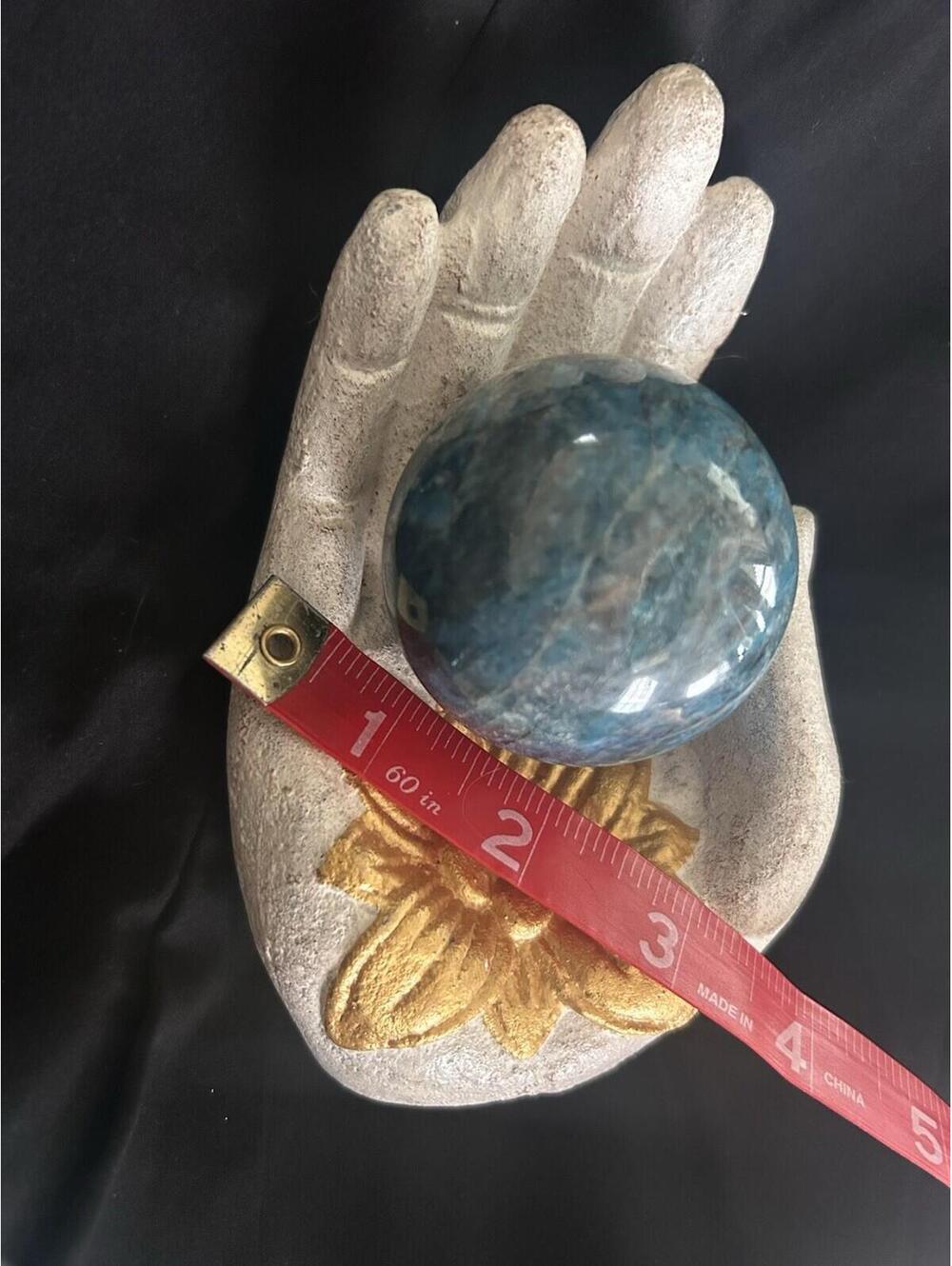 Large neon blue Apatite sphere from Madagascar- 280 Grams - 2"